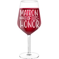 Large Wine Glass With Engraved Text - "Matron Of Honor', Birthday Gift Idea, Size 530ml