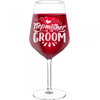 Birthday Wine Glass With Engraved Text - "Stepmom Of The Groom 2", Wine Glass as a Gift, Size 530ml