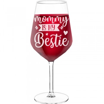 30Th Wine Glass With Engraved Text - "Mommy Is My Bestie", Gift for Wine Lover, Size 530ml