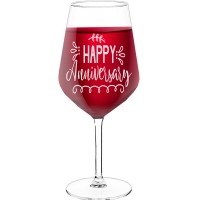 Personalised Wine Glass For Women With Engraved Text - "Happy Anniversary", Gift for Woman, Size 530ml