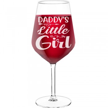 Sarkanvīna Glāzes ar Uzrakstu - "Daddy'S Little Girl", Ideja Dāvanai, Izmērs 530ml