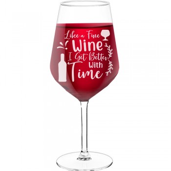 50Th Wine Glass With Engraved Text  "Like A Fine Wine", Size 530ml