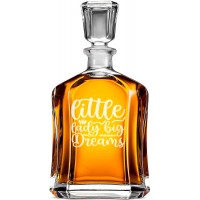 Alkohola Dekanteris ar Uzrakstu - "Little Lady Big Dreams" ,Dzimšanas Dienas Dāvana Vīrietim, Izmērs 700Ml