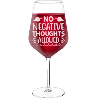 Red Wine Glass With Engraved Text - "No Negative Thoughts Allowed", Best Friend Gift, Size 530ml