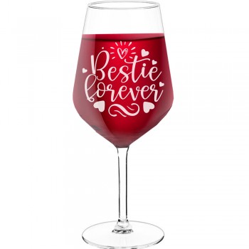Smieklīga Vīna Glāze ar Uzrakstu - "Bestie Forever", Vīna Glāze kā Dāvana,  530ml