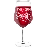 Birthday Wine Glass With Engraved Text - "Unicorn Squad", Gifts for Wine Lovers, Size 530ml