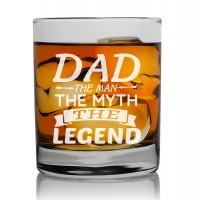 Gift For Men Friend Whisky Glass 270ml With Engraved Text : "Dad The Man The Myth Legend"