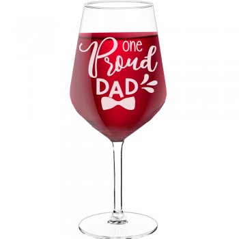 Dzirkstošā Vīna Glāze ar Uzrakstu - "One Proud Dad", Neparasta Dāvana, Tilpums 530ml