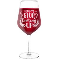 Personalised Wine Glass For Women With Engraved Text - "Never Stop Looking Up", Gift for Woman, Size 530ml
