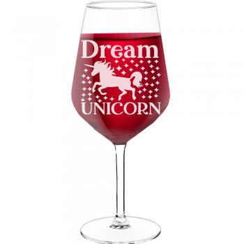 30Th Wine Glass With Engraved Text - "Dream Unicorn", Gifts for Wine Lovers, Size 530ml