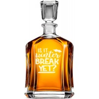 Moderna Viskija Karafe ar Uzrakstu - "Is It Winter Break Yet?" ,Dāvana Vīrietim 20 Gados, Izmērs 700Ml