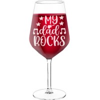 18Th Birthday Wine Glass With Engraved Text - "My Dad Rocks ", Wine Gift Idea, Size 530ml