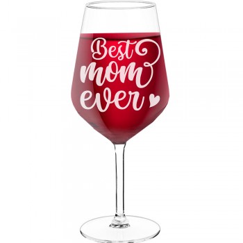 With Engraved Text - "Best Mom Ever", Wine Lover Gifts, Size 530ml