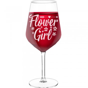 30Th Wine Glass With Engraved Text - "Flower Girl 3", Gift for Woman, Size 530ml