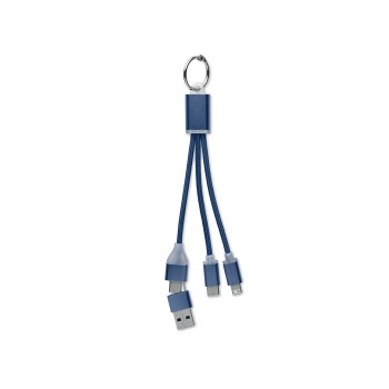BLUE 4 in 1 key ring charging cable