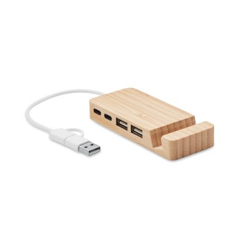 HUBSTAND bambusa 4 pieslēgvietu USB centrmezgls