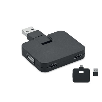 SQUARE-C 4 pieslēgvietu USB centrmezgls