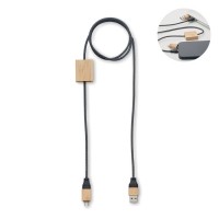 CABOO 60 W uzlādes kabelis ar bambusa detaļām CABOO 60 W uzlādes kabelis ar bambusa detaļām