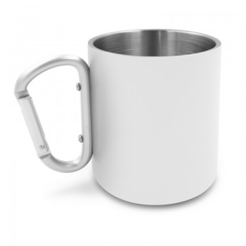 Recycled stainless steel mug 280 ml with carabiner clip | Pari