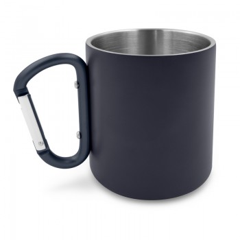 Recycled stainless steel mug 280 ml with carabiner clip | Pari