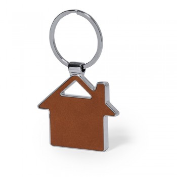 Keyring with front and back part made from recycled leather