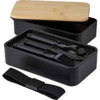 Lunch boxes, 2x400 ml, bamboo lid, cutlery Lunch boxes, 2x400 ml, bamboo lid, cutlery