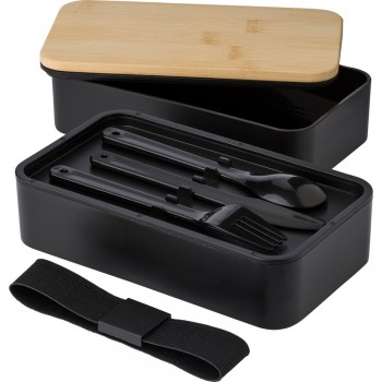 Lunch boxes, 2x400 ml, bamboo lid, cutlery