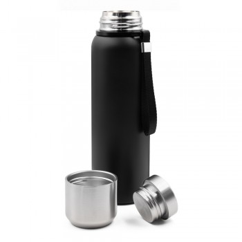 Air Gifts vacuum flask 750 ml with hand strap, double vacuum walled, stainless steel inside and outside, leakproof lid, thermal insulation scale: 4 +leakproof AIV7234-03