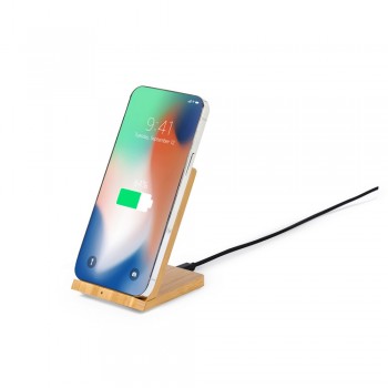 Bamboo wireless charger 15W, phone stand
