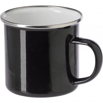 Enamel mug 350 ml with stainless steel edge, packed in cardboard box AIV4875-03
