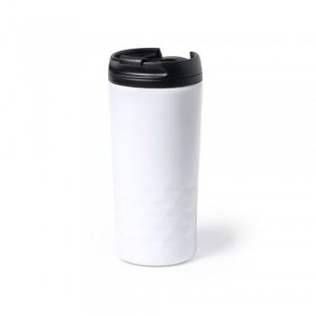 Geometric travel mug 310 ml, stainless steel outside, PP inside, thermal insulation scale: 1 AIV0473-02