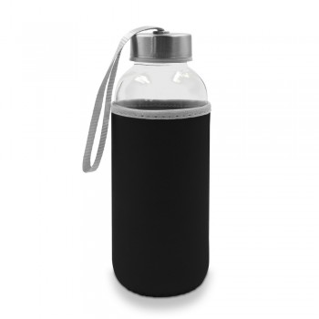 Glass sports bottle 420 ml with pouch AIV0462-03