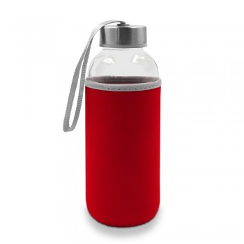 Glass sports bottle 420 ml with pouch AIV0462-05
