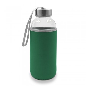 Glass sports bottle 420 ml with pouch AIV0462-06