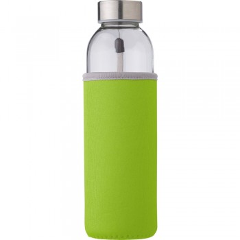 Glass sports bottle 500 ml with pouch, metal lid with handle, only for cold drinks AIV0939-09