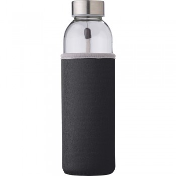 Glass sports bottle 500 ml with pouch, metal lid with handle, only for cold drinks AIV0939-03