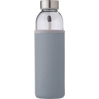 Glass sports bottle 500 ml with pouch, metal lid with handle, only for cold drinks AIV0939-19