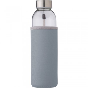 Glass sports bottle 500 ml with pouch, metal lid with handle, only for cold drinks AIV0939-19
