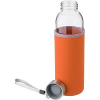 Glass sports bottle 500 ml with pouch, metal lid with handle, only for cold drinks AIV0939-07