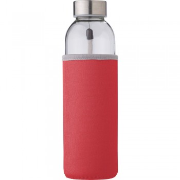 Glass sports bottle 500 ml with pouch, metal lid with handle, only for cold drinks AIV0939-05