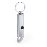 Recycled aluminium keyring, bottle opener, LED light Recycled aluminium keyring, bottle opener, LED light