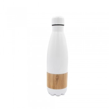 Thermo bottle 500 ml with bamboo detail, double vacuum walled, stainless steel inside and outside, thermal insulation scale: 4 +leakproof AIV4855-02