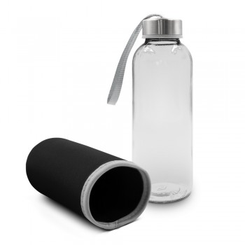 Glass sports bottle 420 ml with pouch AIV0462-03