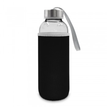 Glass sports bottle 420 ml with pouch AIV0462-03