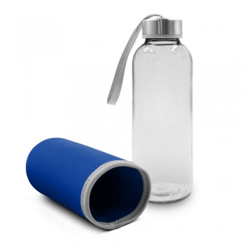 Glass sports bottle 420 ml with pouch AIV0462-04