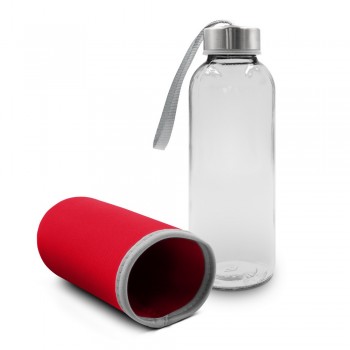 Glass sports bottle 420 ml with pouch AIV0462-05