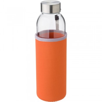 Glass sports bottle 500 ml with pouch, metal lid with handle, only for cold drinks AIV0939-07 Glass sports bottle 500 ml with pouch, metal lid with handle, only for cold drinks AIV0939-07