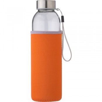 Glass sports bottle 500 ml with pouch, metal lid with handle, only for cold drinks AIV0939-07 Glass sports bottle 500 ml with pouch, metal lid with handle, only for cold drinks AIV0939-07