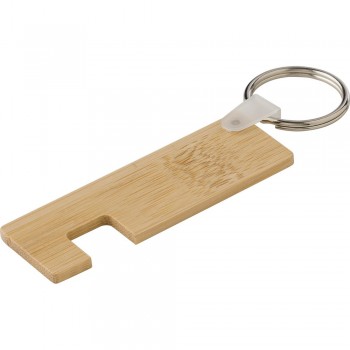 Bamboo keyring, phone stand