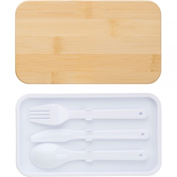 Lunch boxes, 2x400 ml, bamboo lid, cutlery